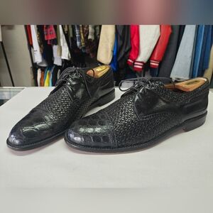 Mezlan Black Crocodile Woven Leather Oxfords Sz 11